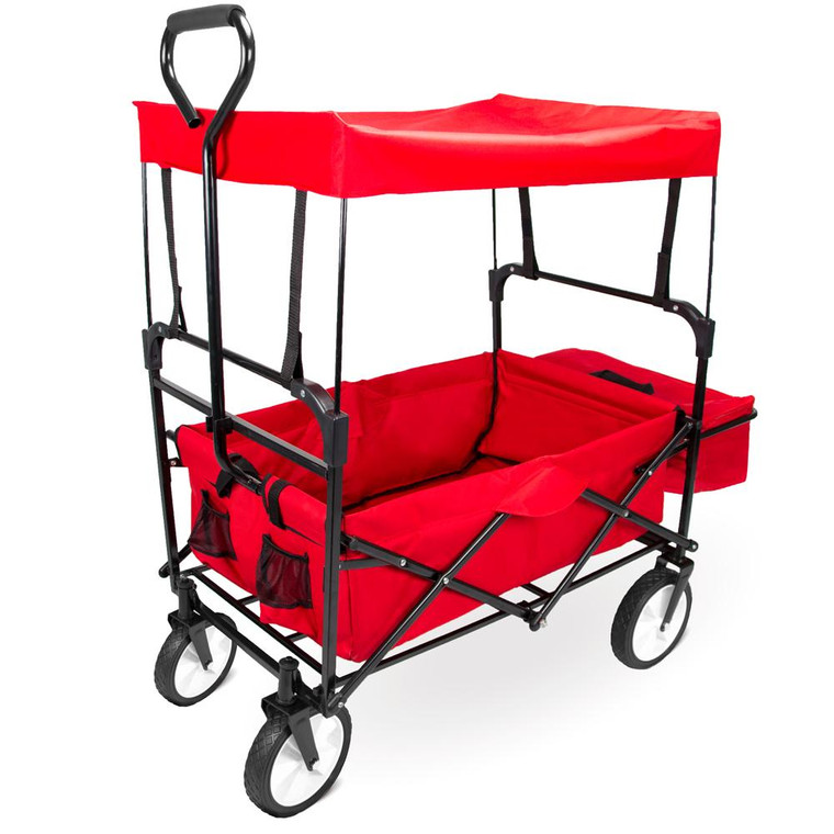 Collapsible Utility Wagon With Canopy, Red SWAG-101 By Brybelly