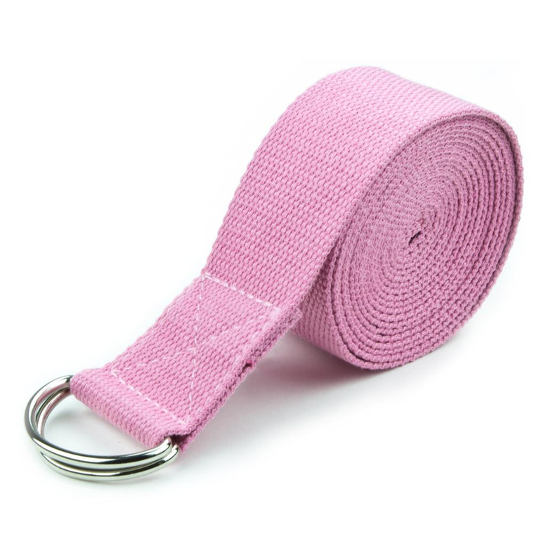 Pink 8' Cotton Yoga Strap With Metal D-Ring SYOG-402 By Brybelly