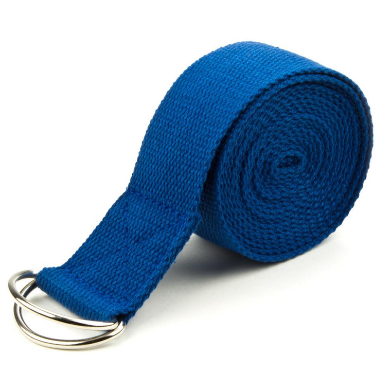 Blue 10' Extra-Long Cotton Yoga Strap With Metal D-Ring SYOG-453 By Brybelly