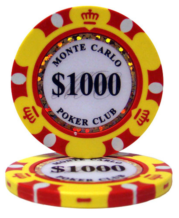 Roll Of 25 - $1000 Monte Carlo 14 Gram Poker Chips CPMC-$1000*25 By Brybelly