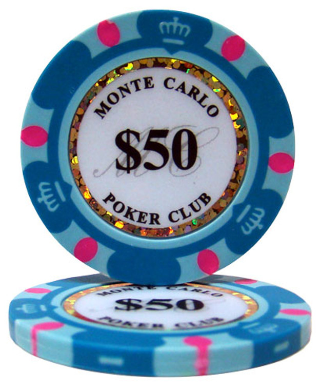 Roll Of 25 - $50 Monte Carlo 14 Gram Poker Chips CPMC-$50*25 By Brybelly