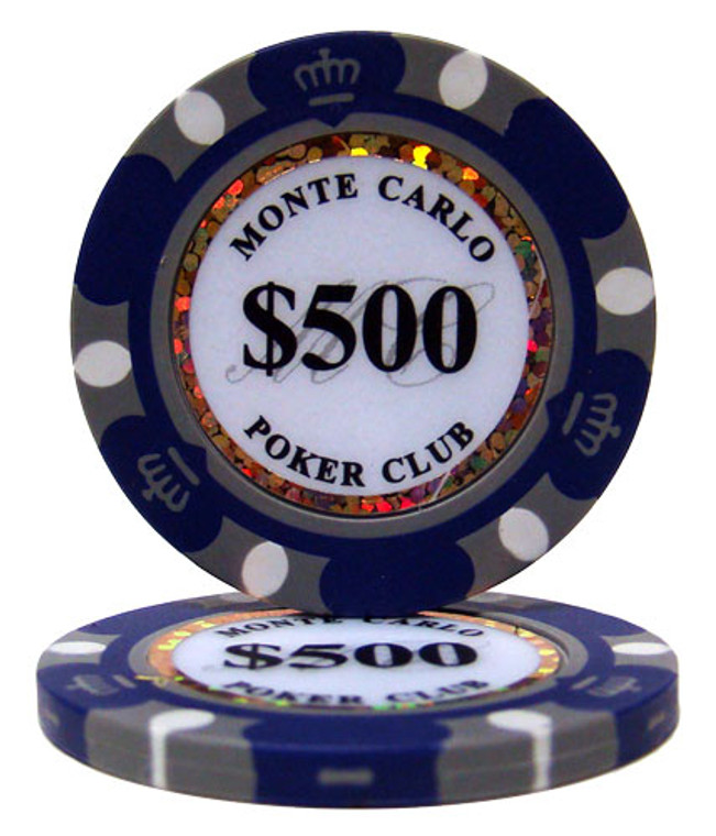 Roll Of 25 - $500 Monte Carlo 14 Gram Poker Chips CPMC-$500*25 By Brybelly