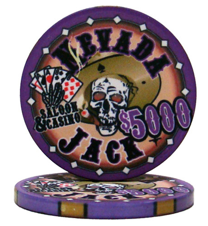 Roll Of 25 - $5000 Nevada Jack 10 Gram Ceramic Poker Chip CPNJ-$5000*25 By Brybelly