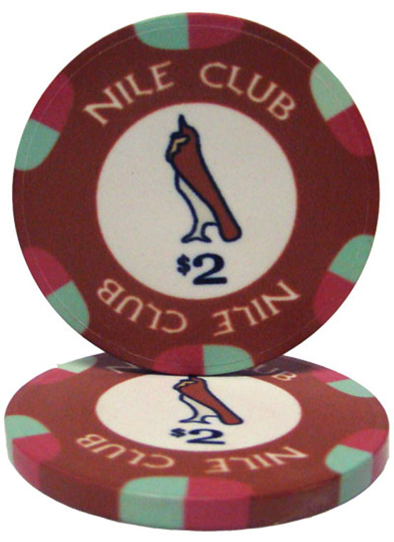 Roll Of 25 - $2 Nile Club 10 Gram Ceramic Poker Chip CPNI-$2*25 By Brybelly
