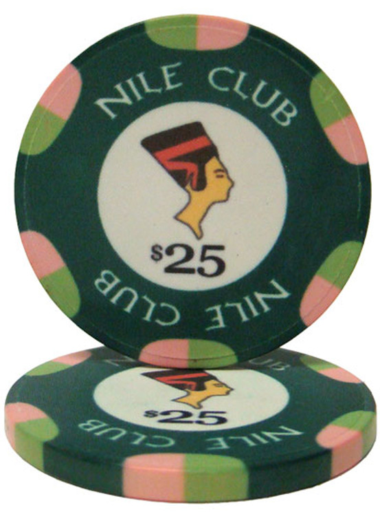 Roll Of 25 - $25 Nile Club 10 Gram Ceramic Poker Chip CPNI-$25*25 By Brybelly