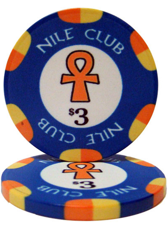 Roll Of 25 - $3 Nile Club 10 Gram Ceramic Poker Chip CPNI-$3*25 By Brybelly
