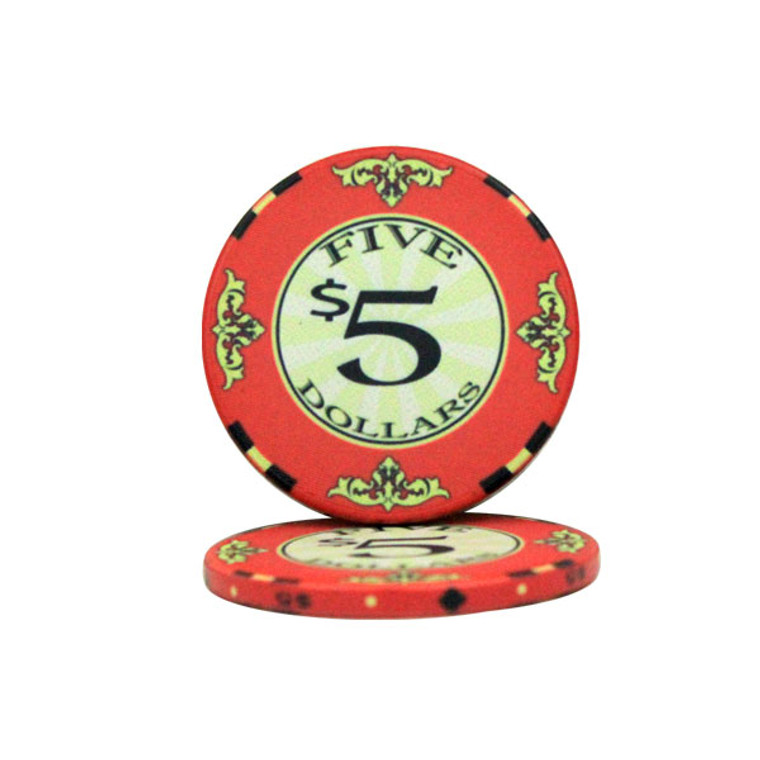 Roll Of 25 - $5 Scroll 10 Gram Ceramic Poker Chip CPSC-$5*25 By Brybelly