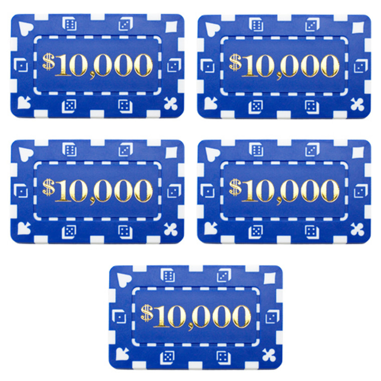 5 Denominated Poker Plaques Blue $10,000 CPDP-$10000*5 By Brybelly