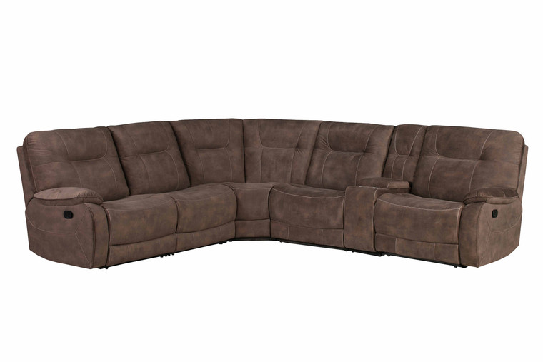 Parker House Cooper - Shadow Brown 6 Piece Modular Manual Reclining Sectional With Entertainment Console MCOO-PACKA-SBR