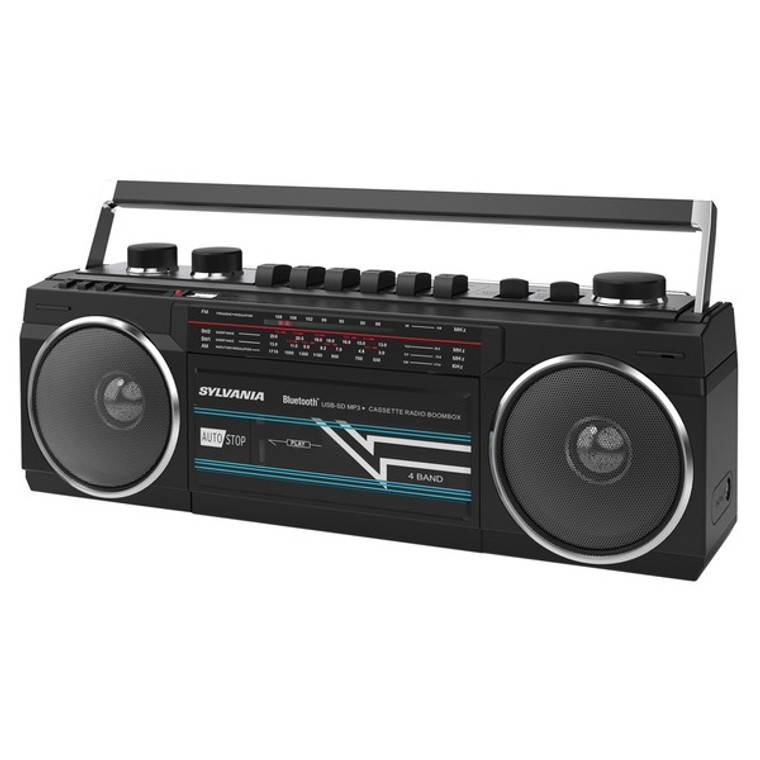 Bluetooth(R) Retro Cassette Boombox With Fm Radio (Black) CURSRC232BTBK By Petra