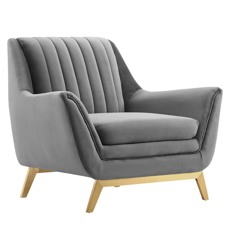 Winsome Channel Tufted Performance Velvet Armchair EEI-4409-GRY By Modway Furniture