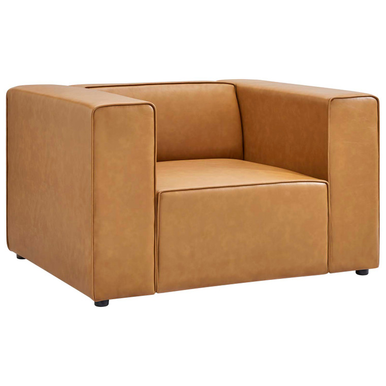 Mingle Vegan Leather Armchair EEI-4620-TAN By Modway Furniture