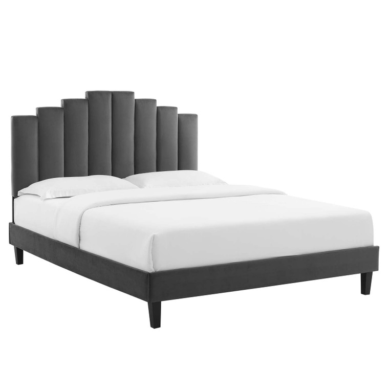 Elise King Performance Velvet Platform Bed MOD-6878-CHA By Modway Furniture
