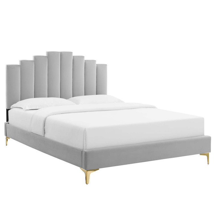 Elise Twin Performance Velvet Platform Bed MOD-6879-LGR By Modway Furniture