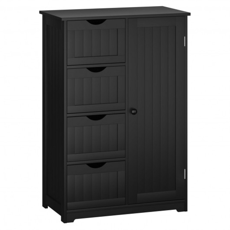 Standing Indoor Wooden Cabinet With 4 Drawers-Black HW65930BK
