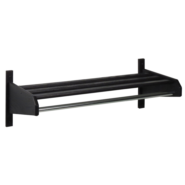 26" Oak Coat & Hat Rack, 1" Diameter Bar, Black 24SCRBK By Wooden Mallet