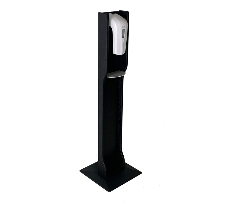 Automatic Touchless Gel Hand Sanitizer Dispenser On Designer Floor Stand, With Drip Catcher, Black HSS4BK By Wooden Mallet
