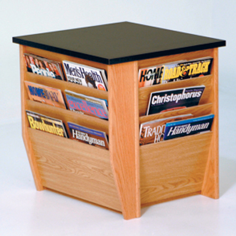 End Table With Magazine Pockets, Black Granite-Look Top, Light Oak DM1-BGLO By Wooden Mallet