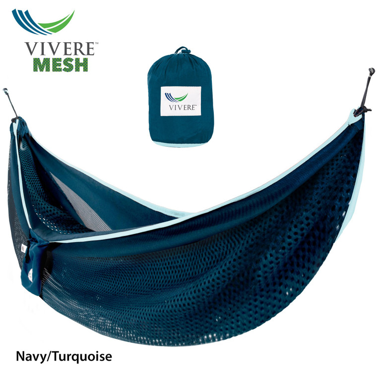 Vivere Mesh Double Hammock - Navy/Turquoise (Polyester) MESH2-42