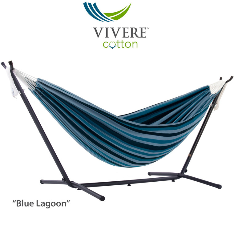 Vivere Combo - Double Blue Lagoon Hammock With Stand (9Ft) UHSDO9-34