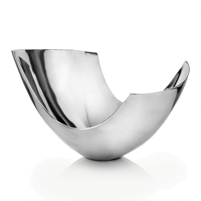 Homeroots Silver Aluminum Abstract Tray Dish Centerpiece Bowl 383745
