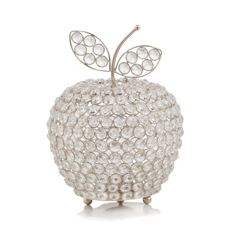 Homeroots 11" Silver Apple Faux Crystal Sculpture 383778