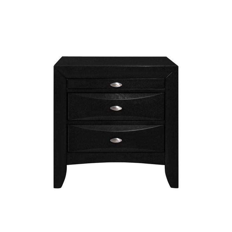 Homeroots Black Nightstand With 2 Chambered Drawer 384019