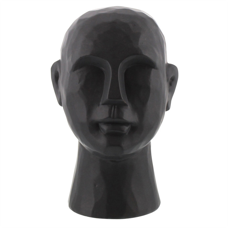 Homeroots 11" Matte Black Ceramic Bust Decorative Sculpture 384110