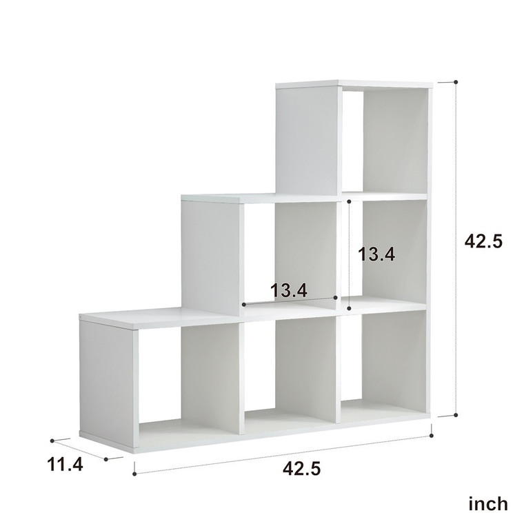 Homeroots Graduated Step White 6 Cube Shelving Unit 384466