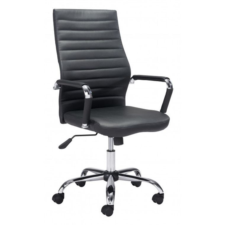 Homeroots Black Faux Leather Ergonomic Classic Office Chair 385450
