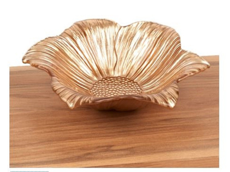 Homeroots 3D Flower Shaped Gold Glass Bowl 386762