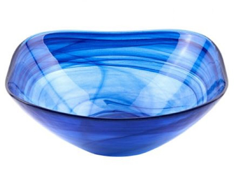 Homeroots 6" Contemporary Soft Square Blue Swirl Glass Bowl (Set Of 2) 386763