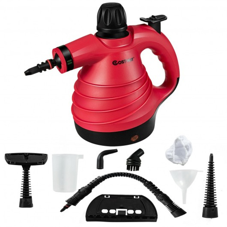 1050W Portable Multipurpose Pressurized Handheld Steam Cleaner-Red EP24979US-RE