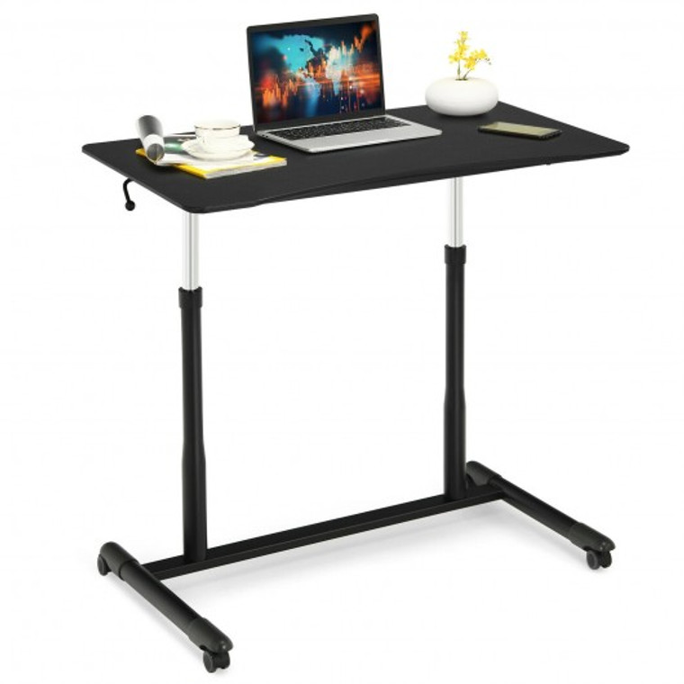 Height Adjustable Computer Desk Sit to Stand Rolling Notebook Table -Black HW65631BK