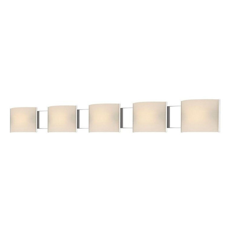 Pannelli 5Light Vanity In Chrome w/Hand-Moulded White Opal Glass