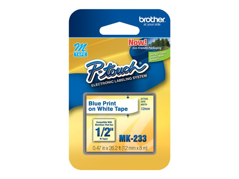 Brother 1/2" M Tape 12Mm Blue On White BRTMK233 By Arlington