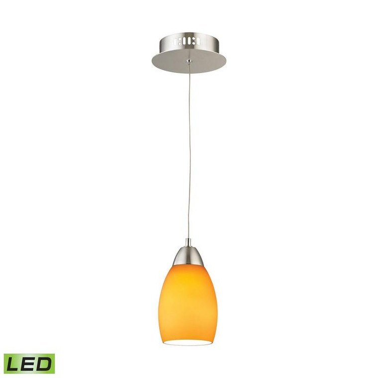 Buro 1Light Led Pendant In Satin Nickel With Yellow Glass LCA201-8-16M