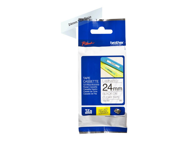 Brother 1" Tze Tape 24Mm Black On Clear BRTTZE151 By Arlington