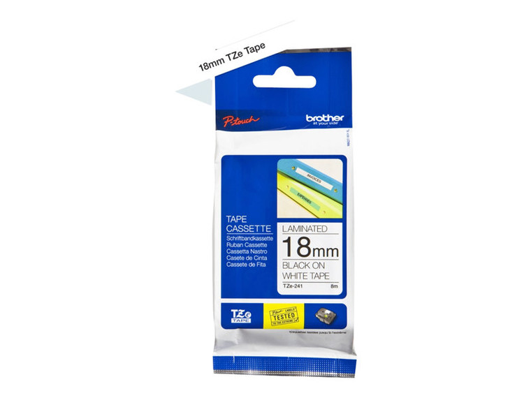 Brother 3/4" Tze Tape 18Mm Black On White BRTTZE241 By Arlington