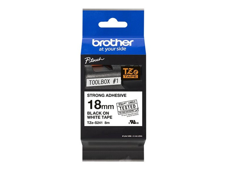 Brother 3/4" Tze Tape 18Mm Black On White Adhsv BRTTZES241 By Arlington