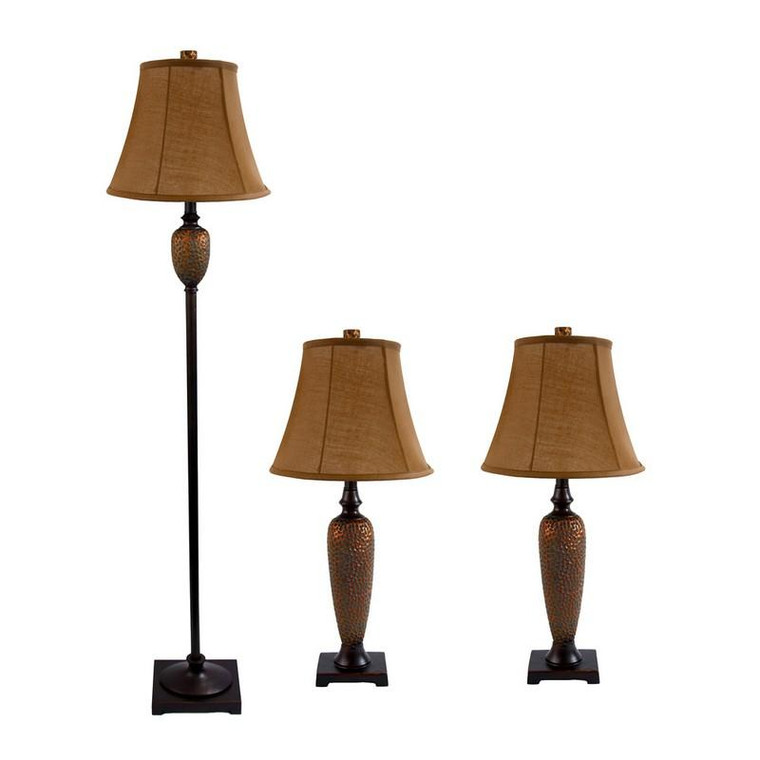 Bronze Lamp Set-3 Pack (2 Table Lamps, 1 Floor Lamp) - LC1000-HBZ