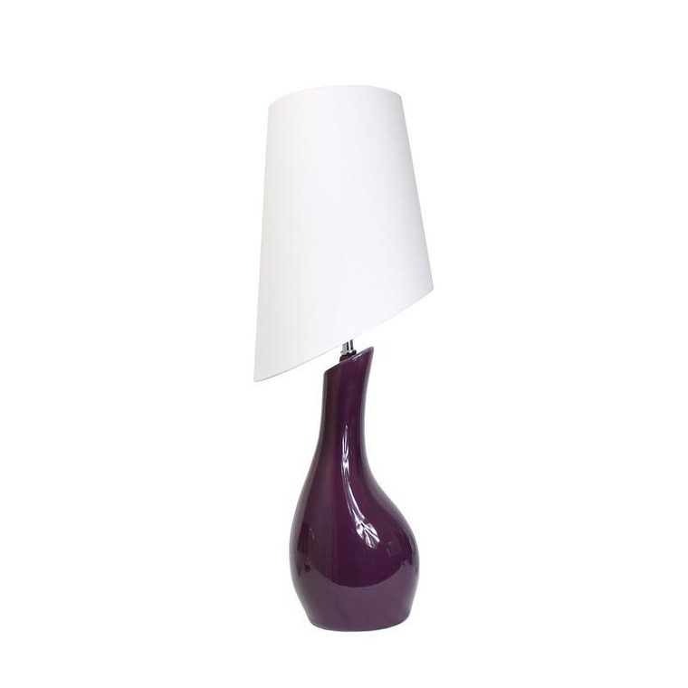 Curved Purple Ceramic Table Lamp with White Shade - LT1040-PRP