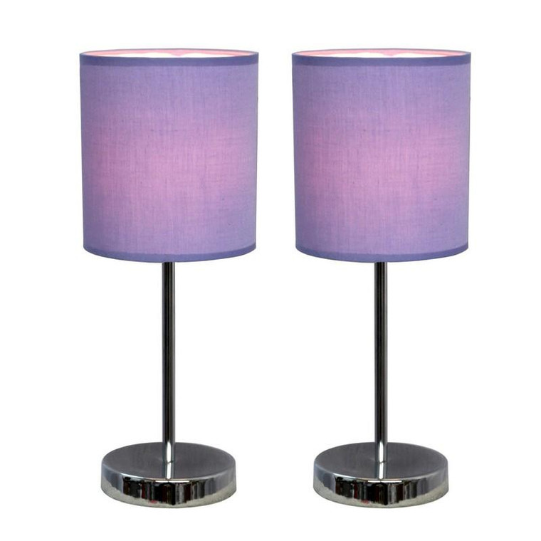 Chrome Mini Basic Table Lamp w/Shade-(2 Pack) - LT2007-PRP-2PK