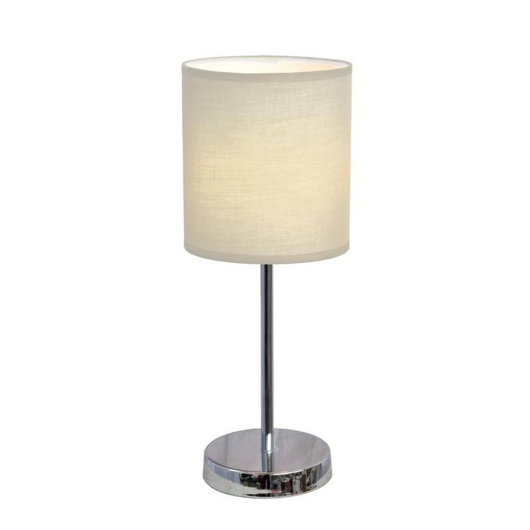 Chrome Mini Basic Table Lamp with Fabric Shade - LT2007-WHT