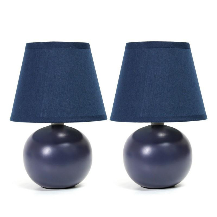 Mini Ceramic Globe Table Lamp-(2 Pack) - LT2008-BLU-2PK