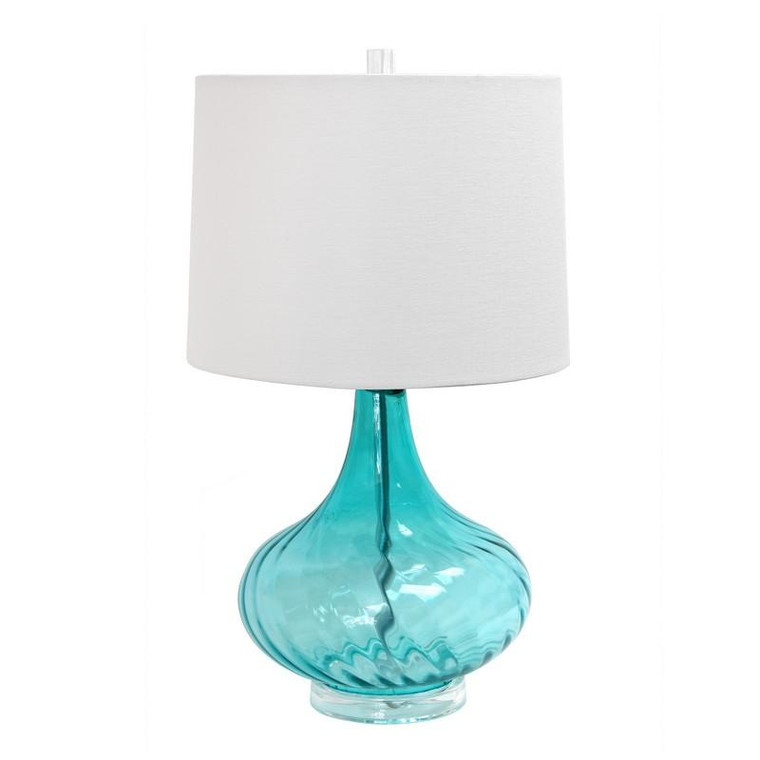 Glass Table Lamp with Fabric Shade, Light Blue - LT3214-BLU
