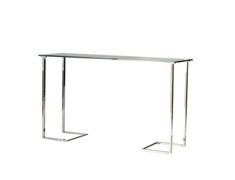 Allan Copley Edwin Rectangle Glass Top Chrome Console Table 20803-03