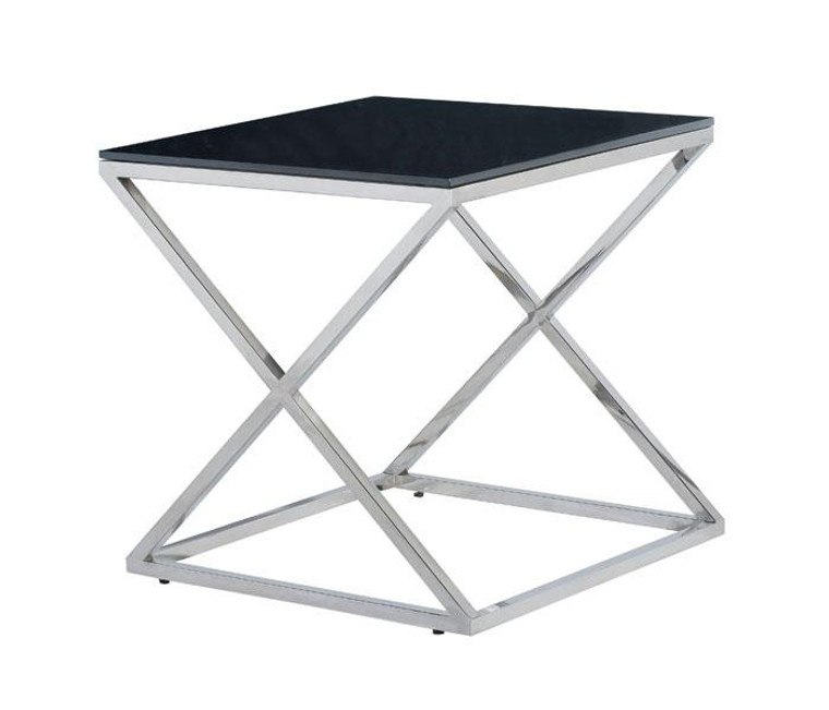 Allan Copley Excel Black Glass Top Stainless Steel End Table 20804-02-BL