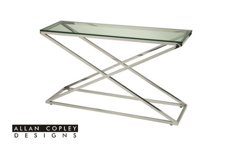 Allan Copley Excel Glass Top Stainless Steel Console Table 20804-03-CL