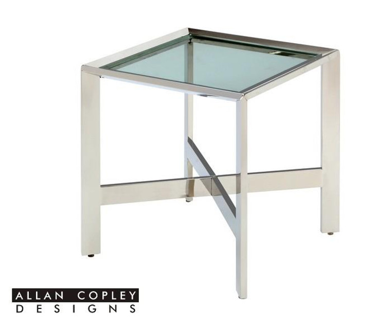 Allan Copley Denise Stainless Steel End Table With Glass Top 2101-02-SS